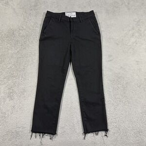 Frank and Eileen Wicklow Pants Womens 4 Black Chino Cropped Distressed